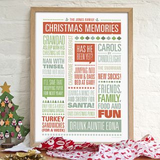 personalised christmas memories print by the drifting bear co.