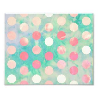 Retro Pink Polka Dots Hipster Turquoise Pattern Art Photo