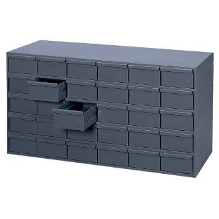 Durham 034 95 Gray Cold Rolled Steel Storage Cabinet, 33 3/4" Width x 21 1/2" Height x 11 3/4" Depth, 30 Drawer Tool Cabinets