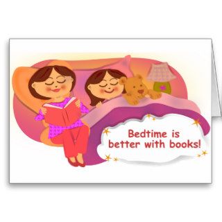 Mom and Daughter Reading at Bedtime Card