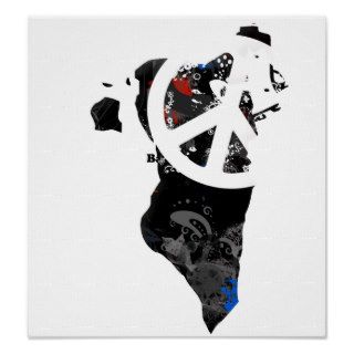 Bahrain Trendy Peace Sign with Bahraini map Poster