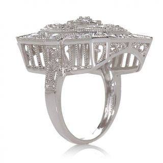 Xavier Absolute™ Frosted Crystal Sterling Silver Filigree Ring