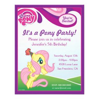 My Little Pony Fluttershy Birthday Party Custom Invitation