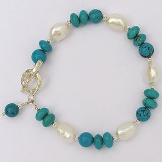 freshwater pearl and turquoise bracelet by tessa tyldesley