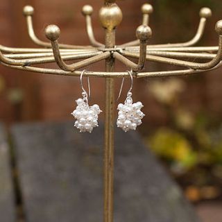 seedpearl and sterling silver basket shape earrings by rochelle shepherd jewels