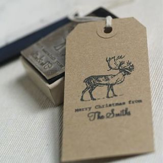 personalised christmas reindeer stamp by pretty rubber stamps