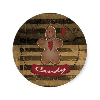 Gingerbread Candy Round Sticker