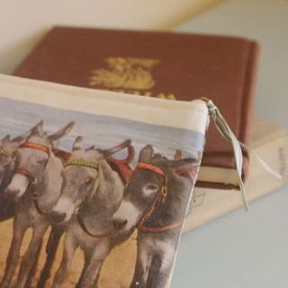 donkeys handmade postcard clutch bag by sarah culleton