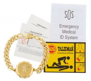 SOS Emergency Medical ID Goldtone Bracelet w/ Magnetic Clasp —