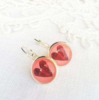 silver heart earrings by pomegranate prints