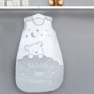 personalised teddy bear baby sleeping bag by my 1st years