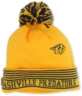 NHL Nashville Predators Cuffless Knit Hat With Pom, One Size, Yellow/Navy  Sports Fan Beanies  Clothing