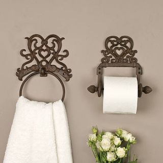 period heart iron roll holder and towel ring by dibor