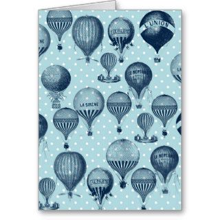 Vintage Blue Hot Air Balloons Cards