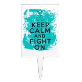 Ovarian Cancer Keep Calm and Fight On Rectangular Cake Toppers