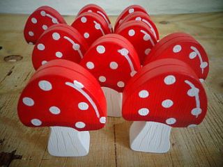 wooden toadstool decoration/placecard holder by giddy kipper