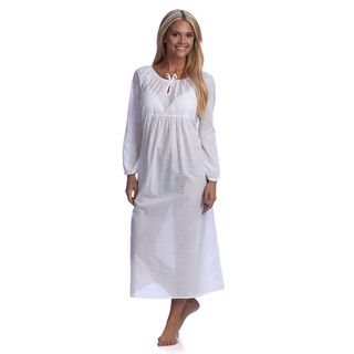 Full Length Embroidered White Nightgown Pajamas & Robes