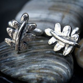 sterling silver oak leaf cufflinks by sophie harley london