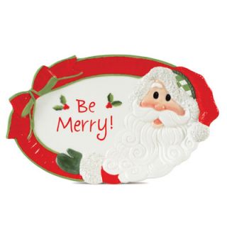Fitz and Floyd Holiday Cheer Santa Sentiment Oval Serving Tray