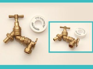 OUTDOOR HOSE UNION BIB TAP WITH HOSE CONNECTOR AND WALL PLATE