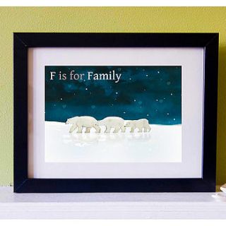 polar bear 'f is for family' print by elephant grey