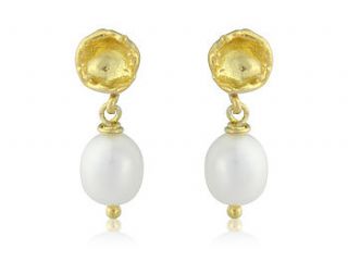 seed pod and pearl earrings in gold vermeil by argent of london