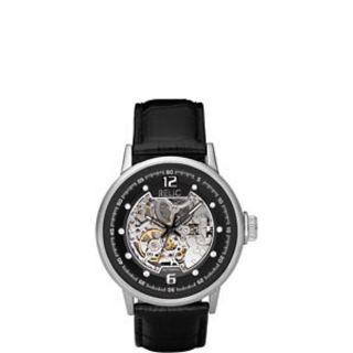 Relic Mens Automatic Black Leather Strap Watch