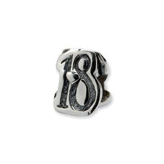 Special Year, Number 18 Charm in Silver For 3mm Charm Bracelets Jewelry