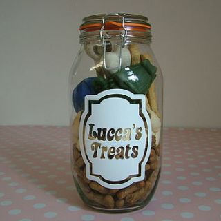 personalised dog treat jar by crafty pup