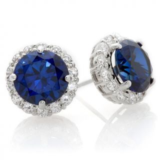 2.79ct Absolute™ and Round Simulated Blue Sapphire Pavé Frame Bold
