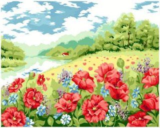 Poppy garden acrylic (2013 New DIY paint by number 16*20'' kit)