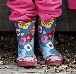 multi flower wellyboots by toby tiger