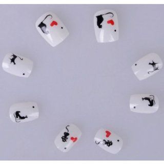 Fast shipping + Free tracking number ,Nail Beauty Decoration 24 pcs Black Cat Figure Full False Nail Tips +Professional Nail Glue Cell Phones & Accessories