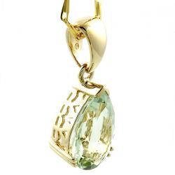 Beverly Hills Charm 14k Yellow Gold Green Amethyst Teardrop Necklace Beverly Hills Charm Gemstone Necklaces