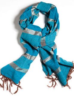 handwoven scarf turquoise by alkina