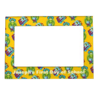 Cartoon Turtle and Backpack School Picture Frame Magnetic Photo Frames