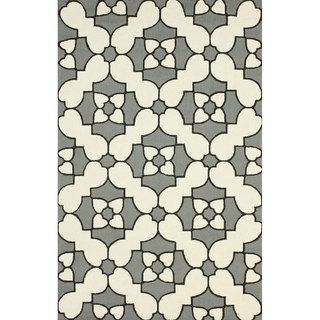 nuLOOM Handmade Wool Modern Mosaic Tiles Grey Rug (5' x 8') Nuloom 5x8   6x9 Rugs