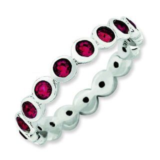 Swarovski Ruby 3.5mm Eternity Band Sterling Silver Stackable Ring Stackable Expressions Jewelry