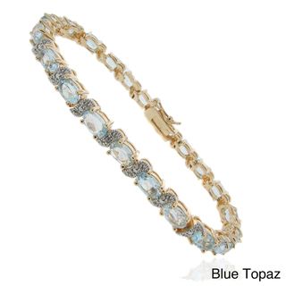 Dolce Giavonna 18k Gold Overlay Gemstone and Diamond 'S' Link Bracelet Dolce Giavonna Gemstone Bracelets