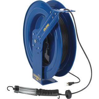 Coxreels EZ-Coil Safety Series Power Cord Reel with Fluorescent Angle Light — 100 Ft., Model# EZ-PC24-0016-D  Cord Reels