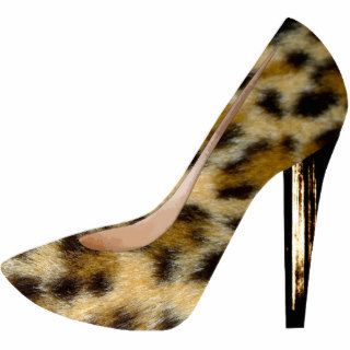 Leopard Fur Print High Heel Shoe Fashion Pin Acrylic Cut Out