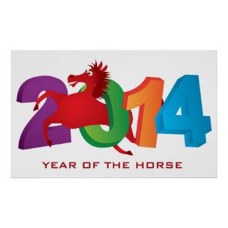 2014 Abstract Red Chinese New Year of the Horse Posters