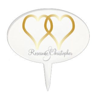 Gold Hearts Wedding Cake Topper