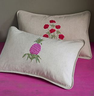 pineapple pink embroidered linen cushion by sibona