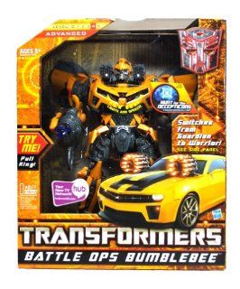 Hasbro Year 2009 Transformers "Hunt for the Decepticons" Series 12 Inch Tall Robot Action Figure   Battle Ops BUMBLEBEE with Lights and Sounds, Flip Down Mask and Arm that Converts to Plasma Cannon (Vehicle Mode Camaro Concept) Toys & Games