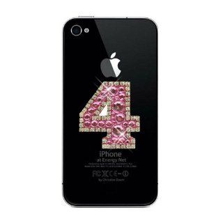 ZuGadgets Pink Numbers 0 9 Diamante Rhinestone Crystal Stickers for Apple iPhone4 ,4S / iPad2 3 / iPod Number 4 (7328 5) Cell Phones & Accessories