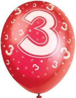 Number 3 Assorted Colored Balloons 10 Count 