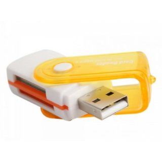 Fast shipping + free tracking number, High Speed USB 2.0 Memory Card Reader,Read / Write Supported SD / MMC / MS / T Flash / M2 / RS MMC   Yellow Cell Phones & Accessories