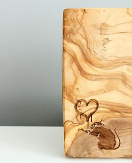 banksy 'love heart rat' chopping board by the rustic dish