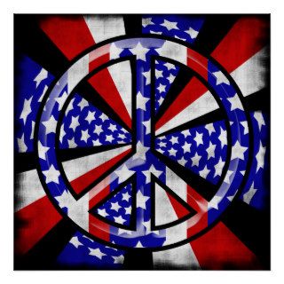 Starburst Stars and Stripes Peace Sign Poster